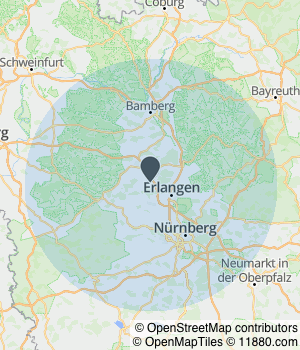 Kartendarstellung des Servicegebiets von Dimitri Eckermann Heilpraktiker