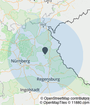 Kartendarstellung des Servicegebiets von Irene Rockinger SB Malerbetrieb