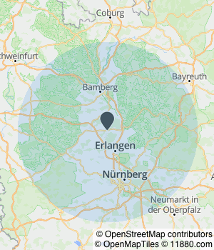 Kartendarstellung des Servicegebiets von Gebrüder Friede GbR