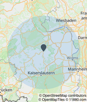 Kartendarstellung des Servicegebiets von Grabmale Weber
