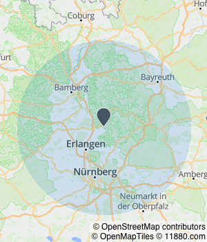 Kartendarstellung des Servicegebiets von ImmoClean Franken