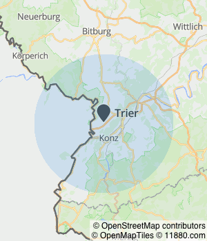 Kartendarstellung des Servicegebiets von Malerbetrieb Bastian
