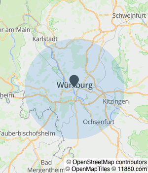 Kartendarstellung des Servicegebiets von Rechtsanwältin Trixi Hoferichter