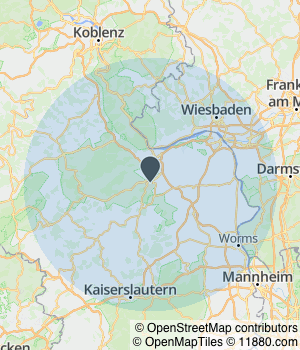Kartendarstellung des Servicegebiets von Restaurant Tezci Bad Kreuznach