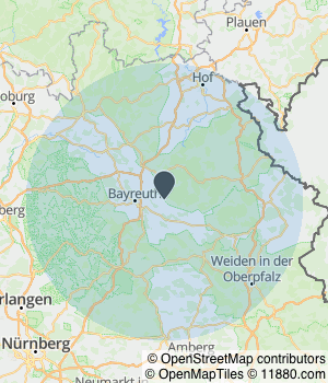 Kartendarstellung des Servicegebiets von Holzwurm Weidenberg