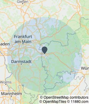 Kartendarstellung des Servicegebiets von Kunkel Bau GmbH