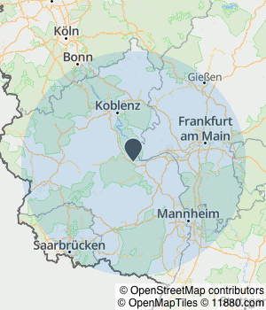 Kartendarstellung des Servicegebiets von Corina Ramona Ratzel