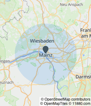 Kartendarstellung des Servicegebiets von Taxi Munish Inh. Sascha C. Chawla