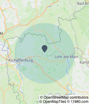 Kartendarstellung des Servicegebiets von Energieberater Aschaffenburg