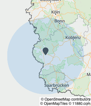 Kartendarstellung des Servicegebiets von Michel Feinen Geflügelhof
