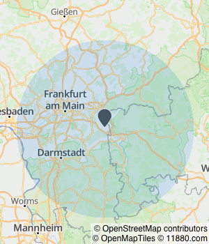 Kartendarstellung des Servicegebiets von Schneider Wärmetechnik