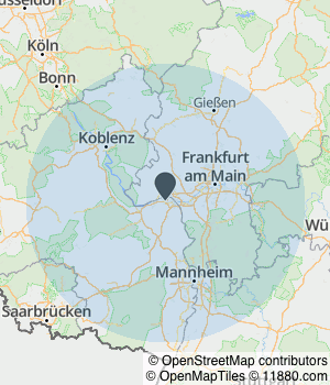 Kartendarstellung des Servicegebiets von Naturheilpraxis für Tiere Petra Mumme