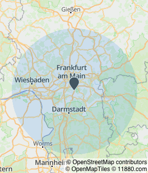 Kartendarstellung des Servicegebiets von MNK Bau GmbH