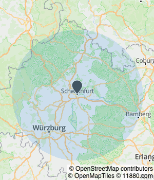 Kartendarstellung des Servicegebiets von Fifow Reinigungsdienst