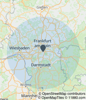 Kartendarstellung des Servicegebiets von Falcon Hoch & Spezialtiefbau GmbH