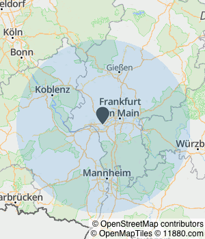Kartendarstellung des Servicegebiets von GARANTIS GmbH