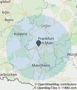 Kartendarstellung des Servicegebiets von MT² Service