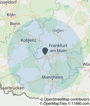 Kartendarstellung des Servicegebiets von Eschenauer&Partner immobilien