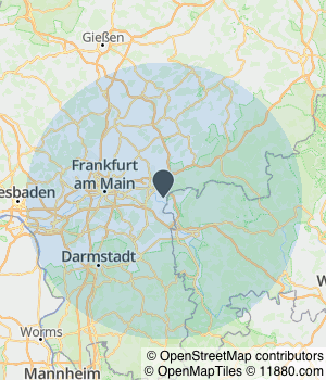 Kartendarstellung des Servicegebiets von Bekaj Bau Malerbetrieb
