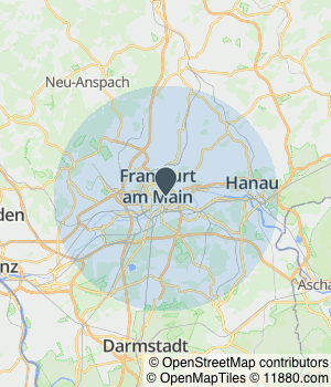 Kartendarstellung des Servicegebiets von Raliya Ambulanter Pflegedienst