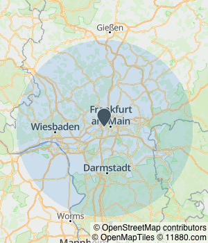 Kartendarstellung des Servicegebiets von Harrison Rümpelservice