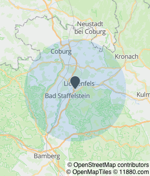 Kartendarstellung des Servicegebiets von MIRAND Dienstleistungen GmbH