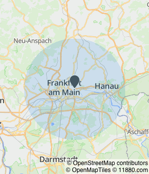 Kartendarstellung des Servicegebiets von MAINCATERING GmbH