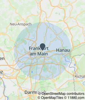 Kartendarstellung des Servicegebiets von Isaperez GmbH