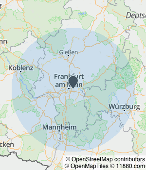 Kartendarstellung des Servicegebiets von BB Fensterservice GbR