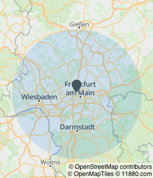 Kartendarstellung des Servicegebiets von AKD Bossi GmbH