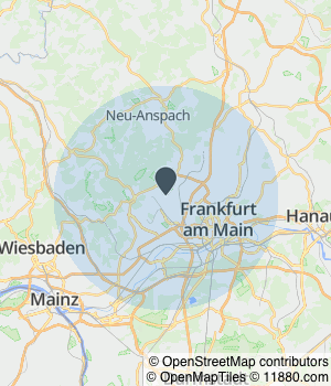 Kartendarstellung des Servicegebiets von Jürgen Hildmann GmbH - Heizöl - Diesel - Pellets - Kronberg