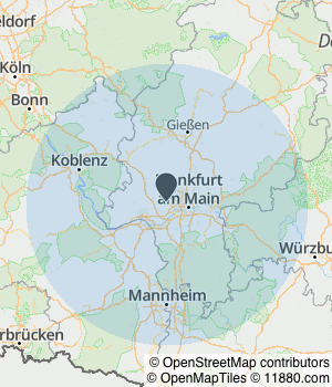 Kartendarstellung des Servicegebiets von Andi Rund ums Haus