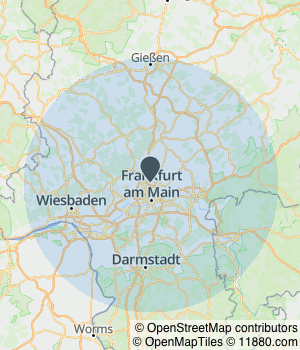 Kartendarstellung des Servicegebiets von Pfeiffer Dachtechnik