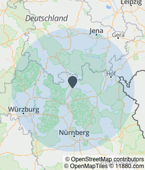 Kartendarstellung des Servicegebiets von zwei K Siebdruck