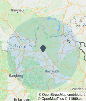 Kartendarstellung des Servicegebiets von M.B Baum-Dienstleistungen