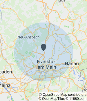 Kartendarstellung des Servicegebiets von Dr. med. dent. Frank Braunberger Zahnarzt
