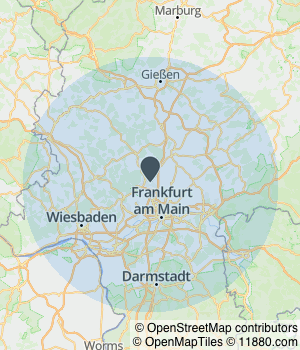 Kartendarstellung des Servicegebiets von Trauerzentrum Bestattungen Eckhardt Marc Zahradnik