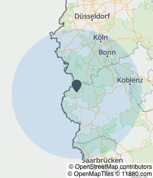 Kartendarstellung des Servicegebiets von A&M Montagedienstleistungen GmbH