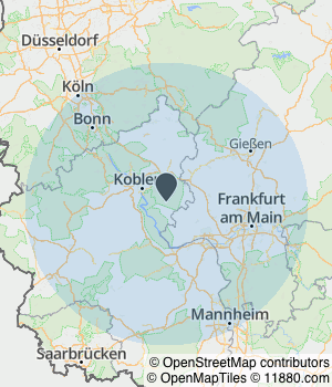 Kartendarstellung des Servicegebiets von KFZ-Gutachter F. Bauer