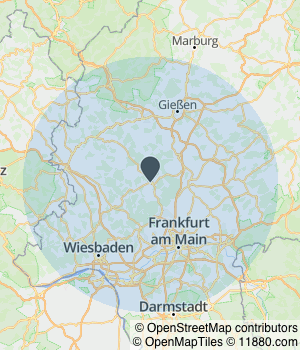 Kartendarstellung des Servicegebiets von Rexhepi - GaLaBau & Hausmeisterservice