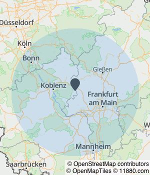 Kartendarstellung des Servicegebiets von HKS Deutschland GmbH