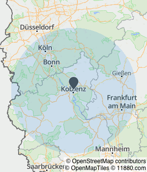 Kartendarstellung des Servicegebiets von Arthur Richter Service GmbH