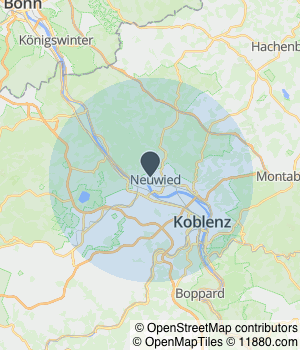 Kartendarstellung des Servicegebiets von Gartenzauber Neuwied