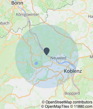 Kartendarstellung des Servicegebiets von Panic Glas & Gebäudereinigung