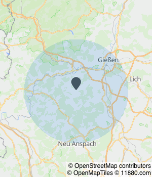 Kartendarstellung des Servicegebiets von Malerbetrieb Viehmann Inhaber P. Neul