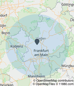 Kartendarstellung des Servicegebiets von VIEL.FALT Immobilien