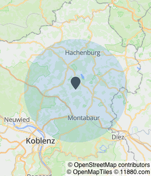 Kartendarstellung des Servicegebiets von Gartenpflege Marco Giel