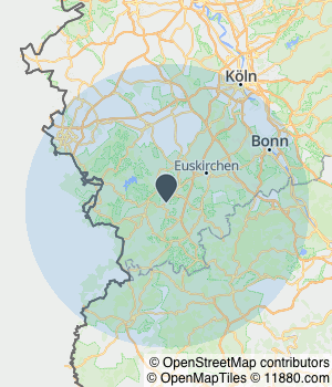 Kartendarstellung des Servicegebiets von Holzbau Poensgen