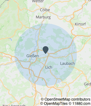 Kartendarstellung des Servicegebiets von Alte Schmiede Landhotel