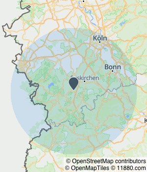 Kartendarstellung des Servicegebiets von Krieg E-Tech GmbH